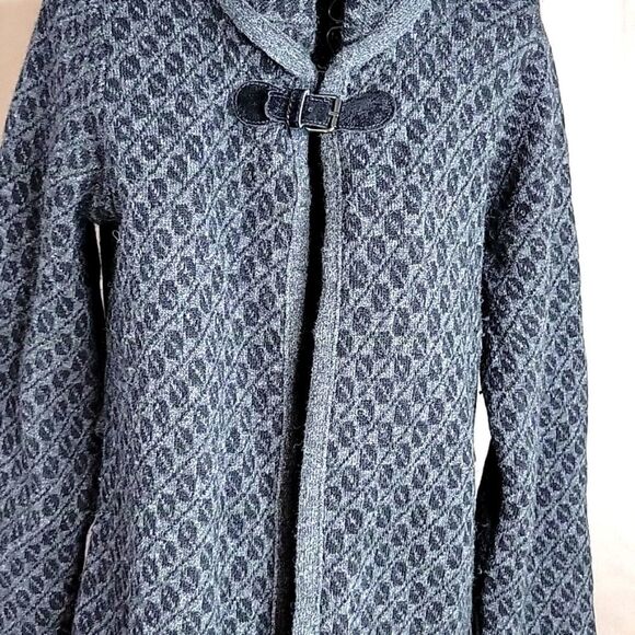 CHIARAMENTE Wool Abstract Black and Gray Sweater Cardigan Small - Picture 3 of 7